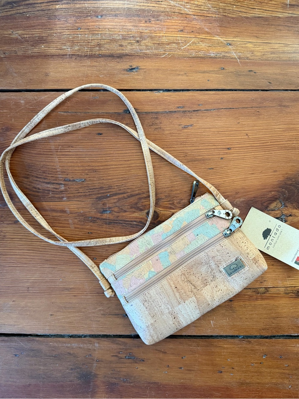 Pastel Multicolor Cork Crossbody Bag